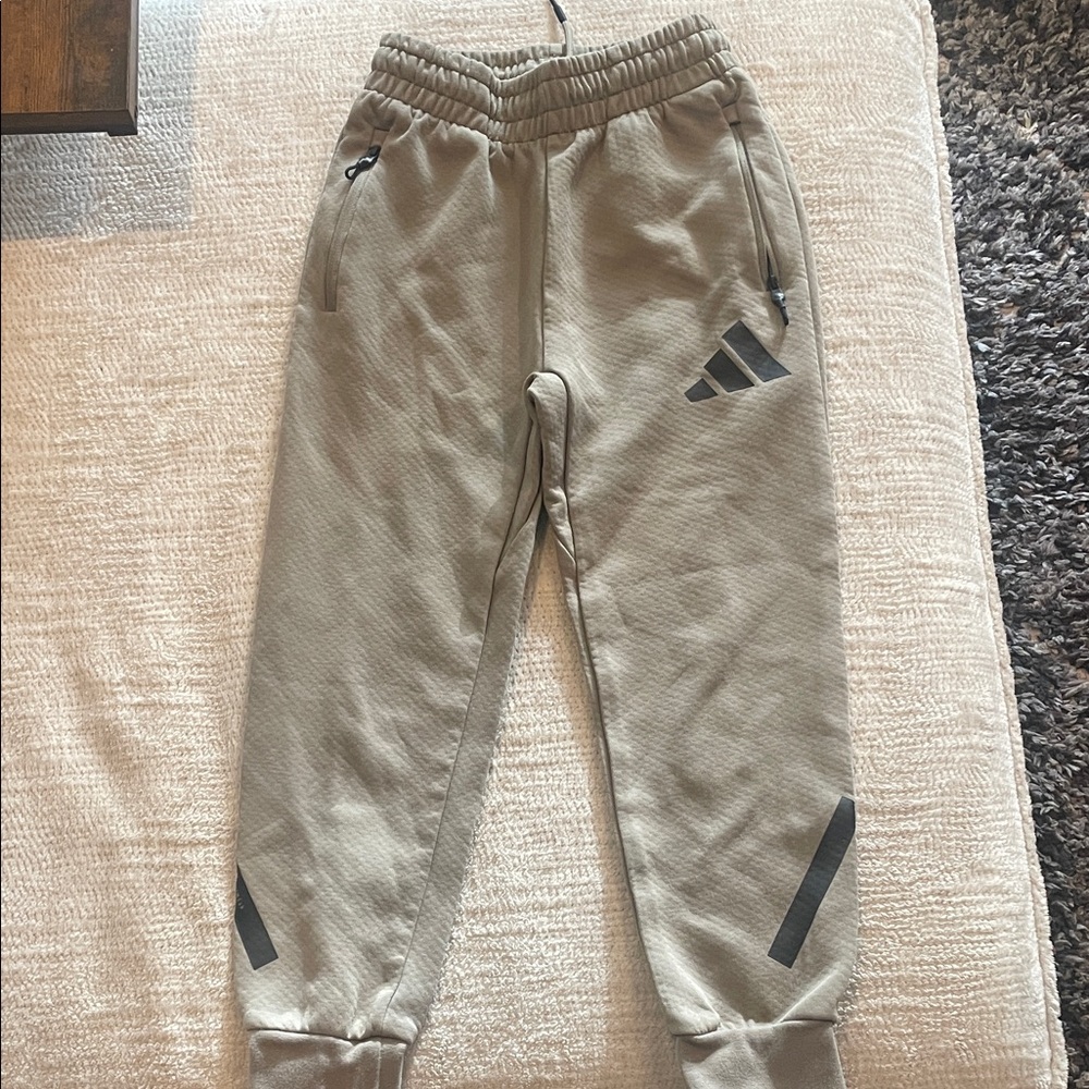adidas ZNE Kids Olive Athletic Joggers with Dark Gray Accents